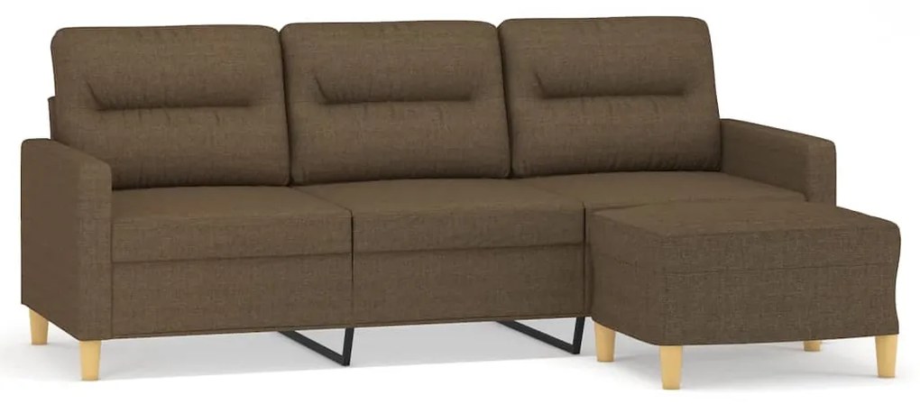 3153424 vidaXL Canapea cu 3 locuri cu taburet, maro, 180 cm, material textil