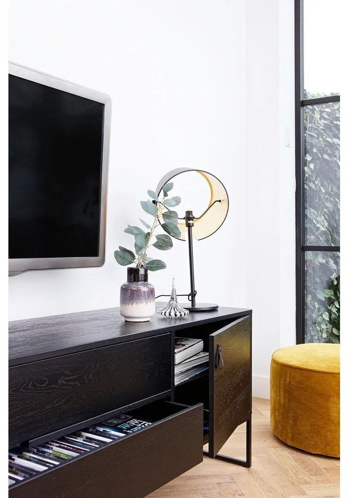 Comodă TV neagră din lemn de frasin 180x61x44 cm Silas – WOOOD