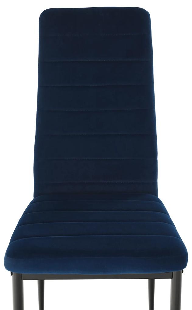 Scaun, tesatura albastra din catifea   metal negru, Coleta Nova
