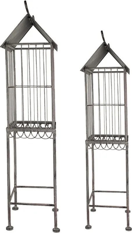 Set 2 colivii decorative din metal, finisaj gri antichizat, Country Style