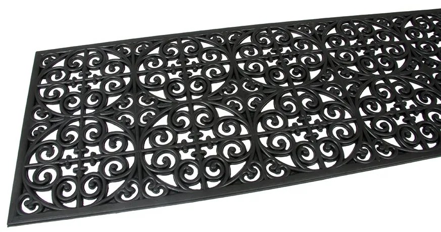 Covoraș de curățat din cauciuc Circles Deco 45 x 120 x 0,9 cm, negru