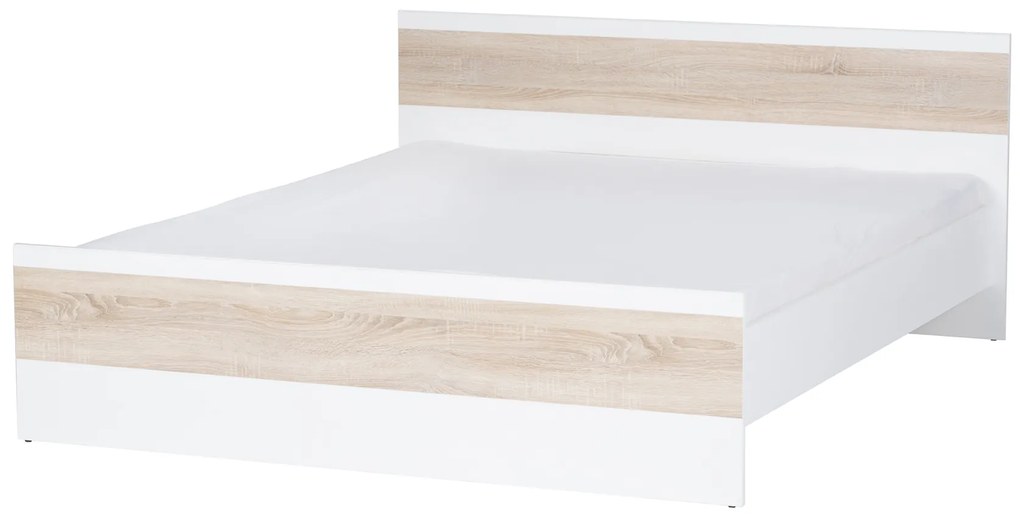 Pat matrimonial 160 cm Wanta 03 (Alb + stejar sonoma). 1068249