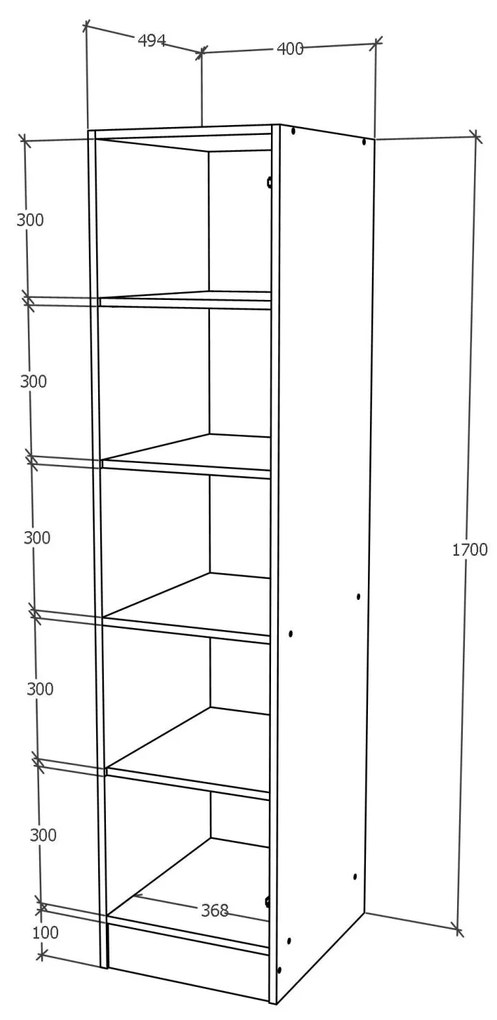 Dulap haaus Remi, O Usa, cu polite, Stejar Sonoma, 40 x 51 x 170 cm