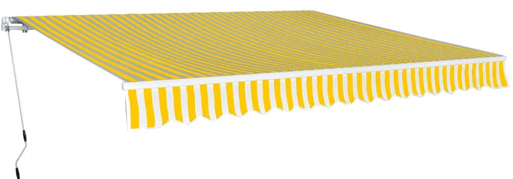 vidaXL Copertină pliabilă, acționare manuală, 400 cm, galben/alb