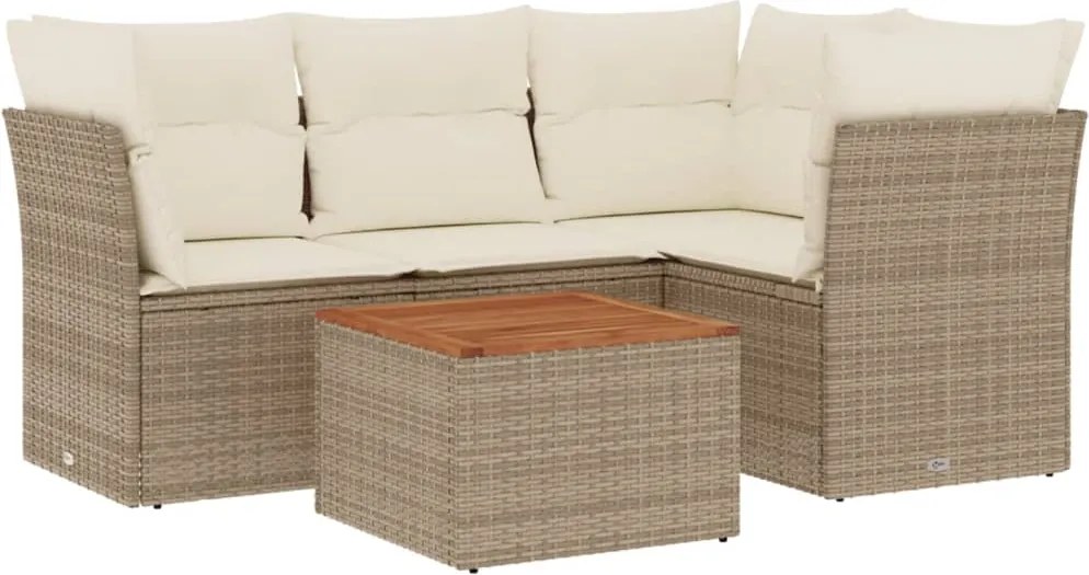 vidaXL Set canapele de grădină cu perne, 5 piese, bej, poliratan