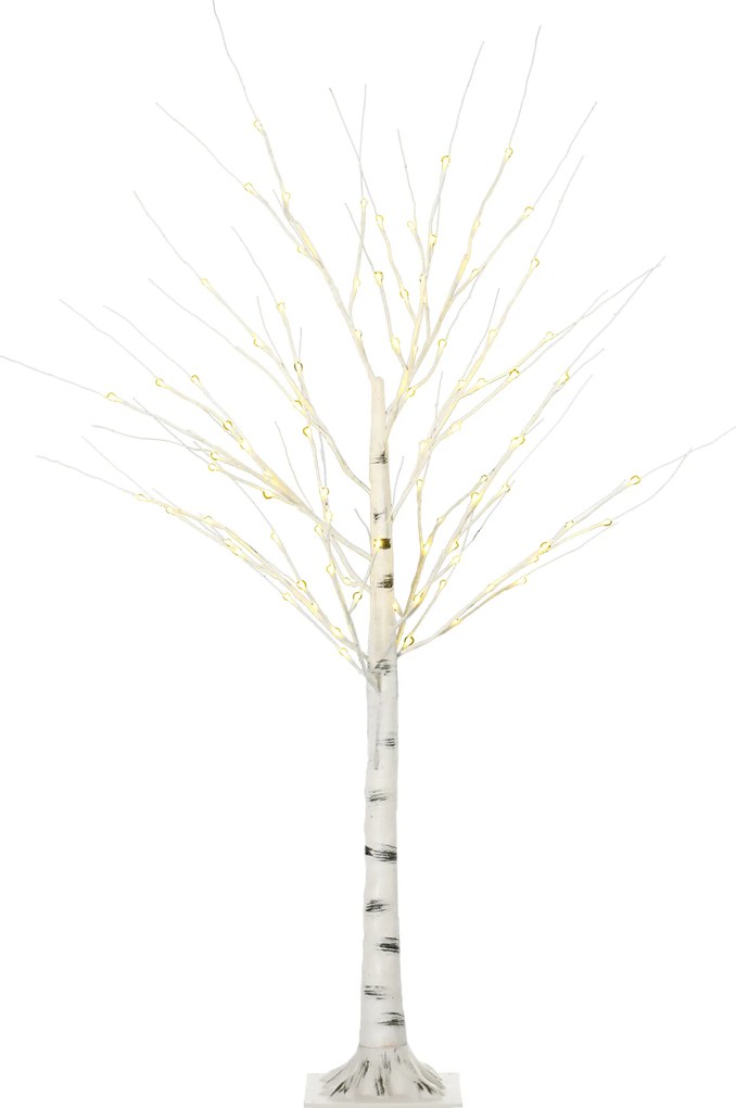 HOMCOM Pom de Crăciun cu Lumini LED și 12 Crengi pentru Interior și Exterior din PP și Metal, 22x22x150 cm, Alb | Aosom Romania