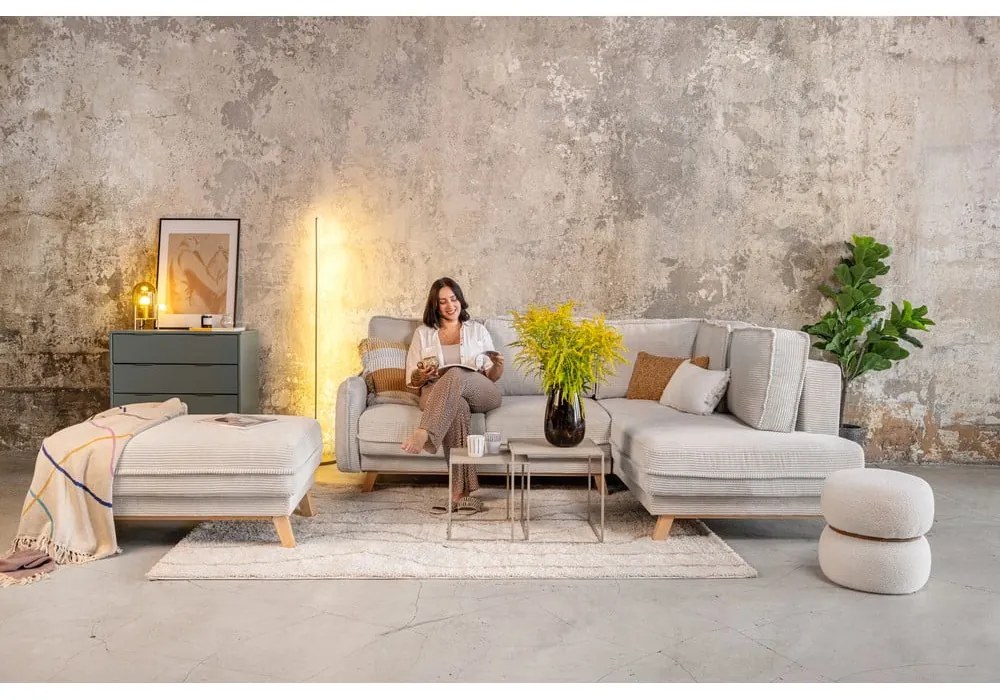 Taburet albastru cu tapițerie din catifea reiată Tori – Bonami Selection