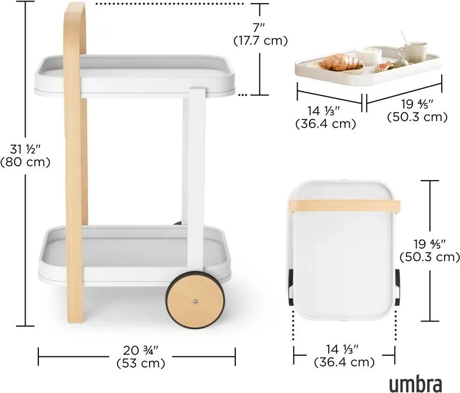 Măsuță de servire cu roți 44x53 cm Bellwood – Umbra