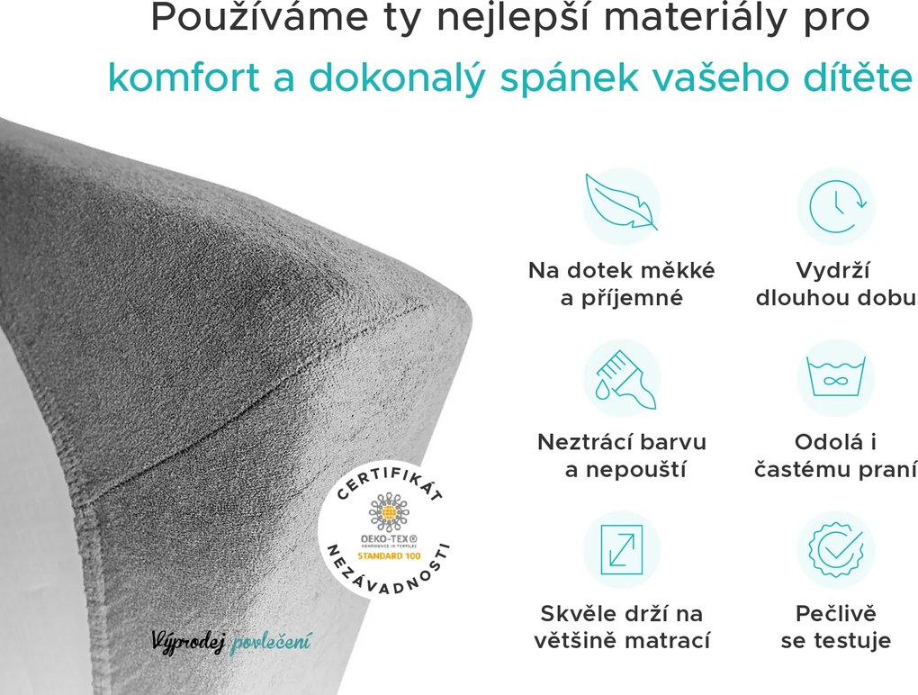 Cearsaf Frotir pentru patut cu elastic gri deschis 60x120 cm