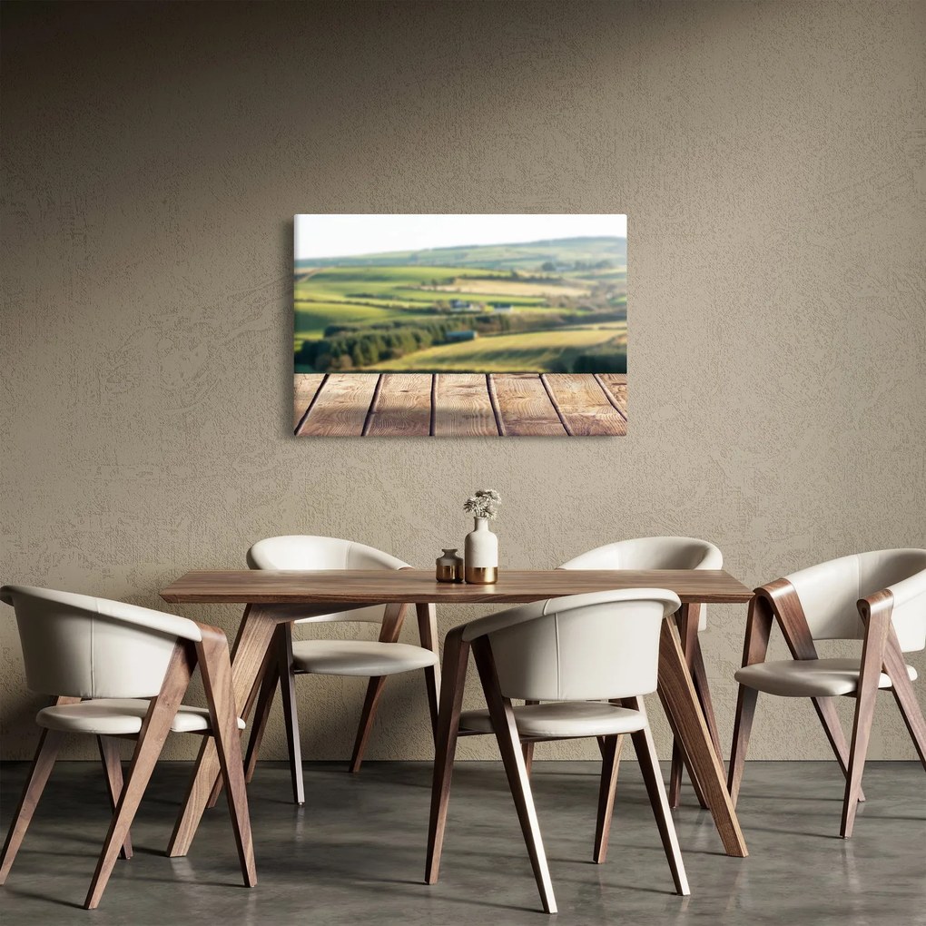 Tablou - Raft din lemn cu peisaj (90x60 cm)