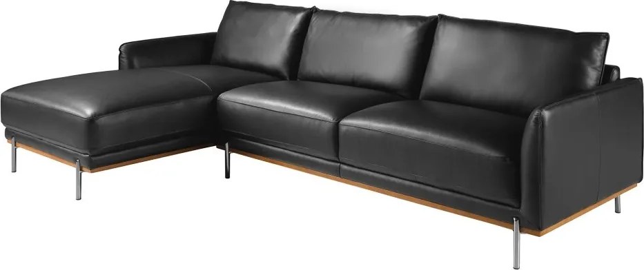 Coltar LUX 5 locuri design italian cu sezlong stanga Cowhide black