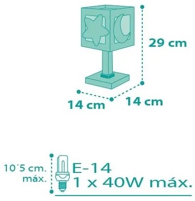 Dalber D-63231H - Veioză copii MOONLIGHT 1xE14/40W/230V