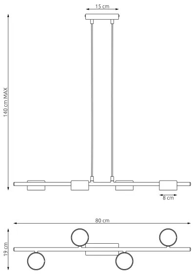 Lustră pe cablu SORA 4xGX53/12W/230V negru
