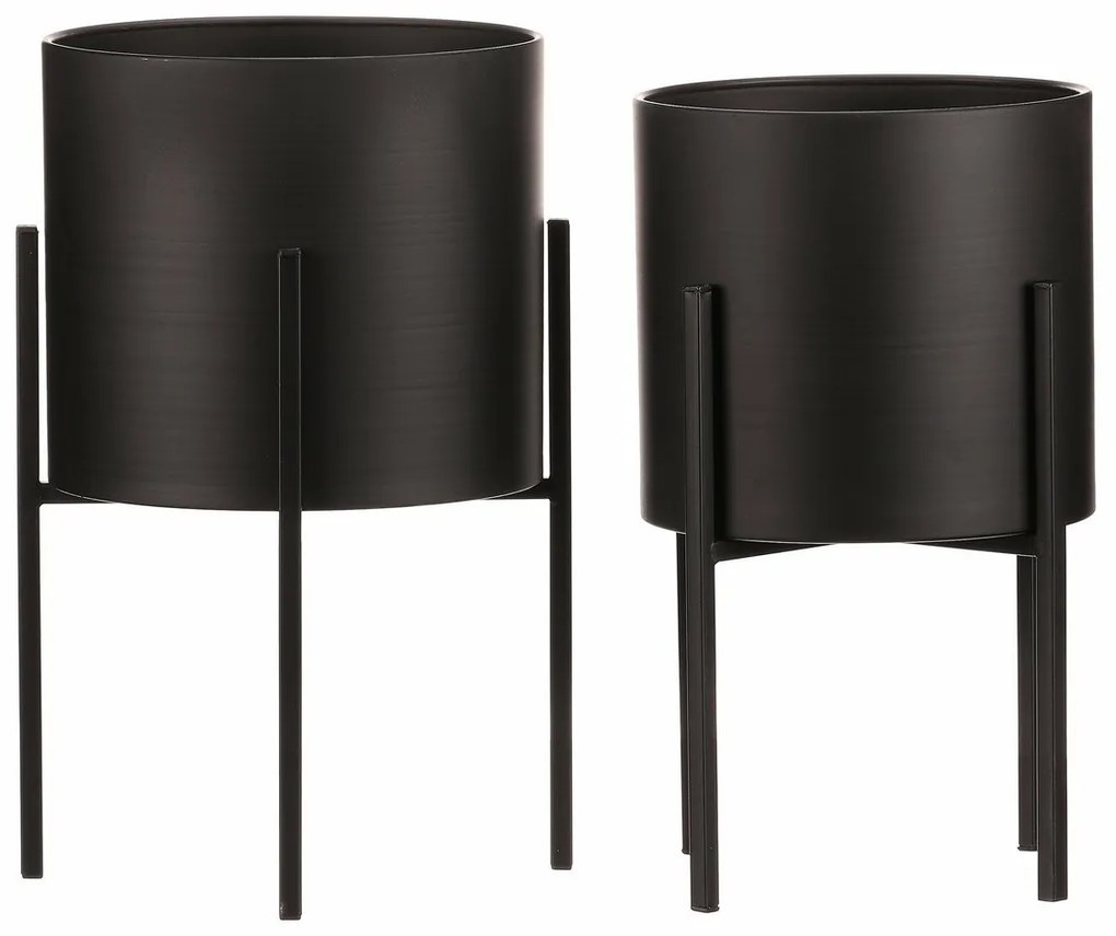 Set suporturi din metal pentru flori Interier, negru, 2 buc.