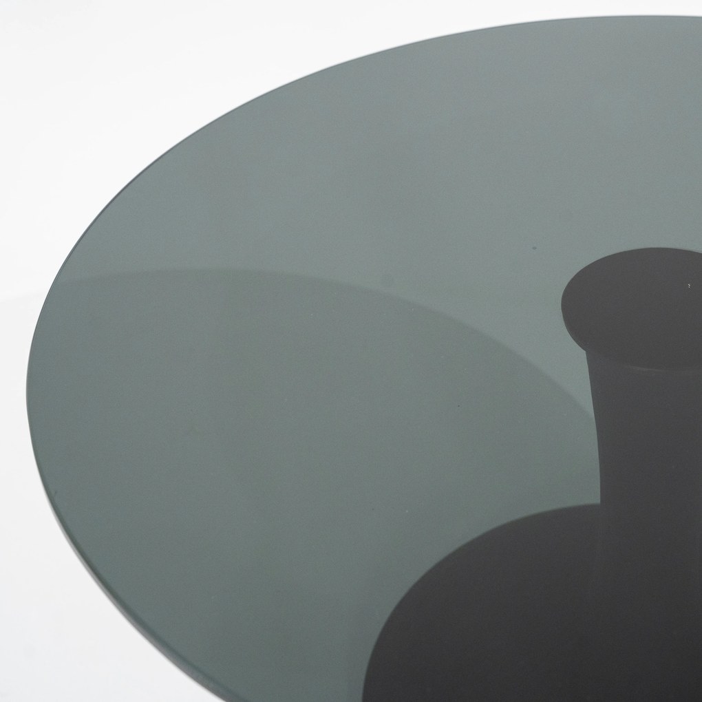 Masuta de cafea rotunda din lemn de mango si sticla Boogie 55x55x40 cm neagra