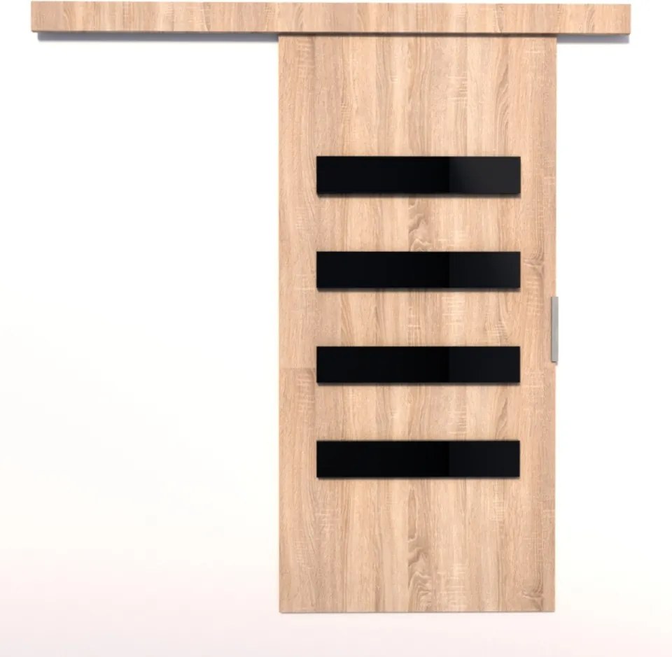 Usa glisanta Forli, ADRK Furniture (Latime: 86 cm, Culoare: Wenge /Negru Lacobel)