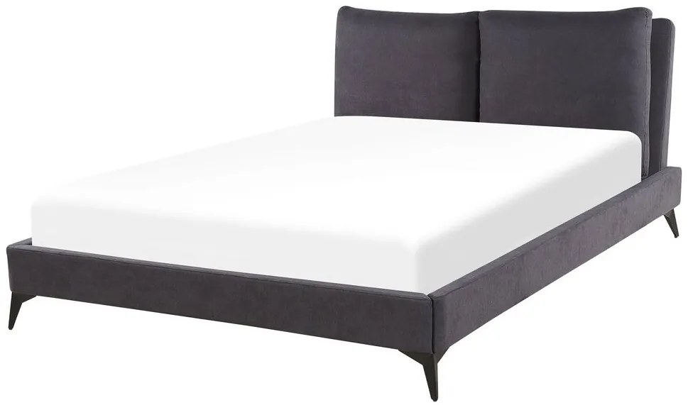 Pat matrimonial 160 cm MELIA (poliester) (gri închis) (cu somieră). 1023471