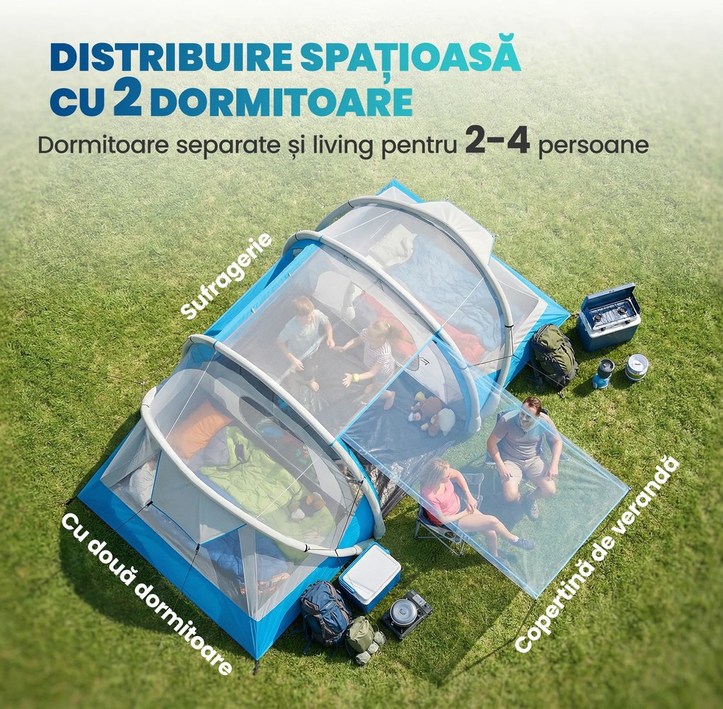 Outsunny Cort gonflabil rapid de montat, refugiu de aer, cort de camping | Aosom Romania
