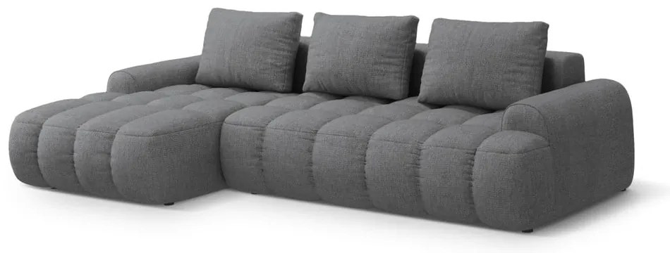 Colțar gri extensibil/cu spațiu de depozitare (cu colț pe partea stângă/cu șezlong) Linz – Cosmopolitan Design