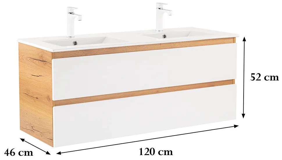 Dulap inferior Vario Forte 120 cu lavoar stejar-alb