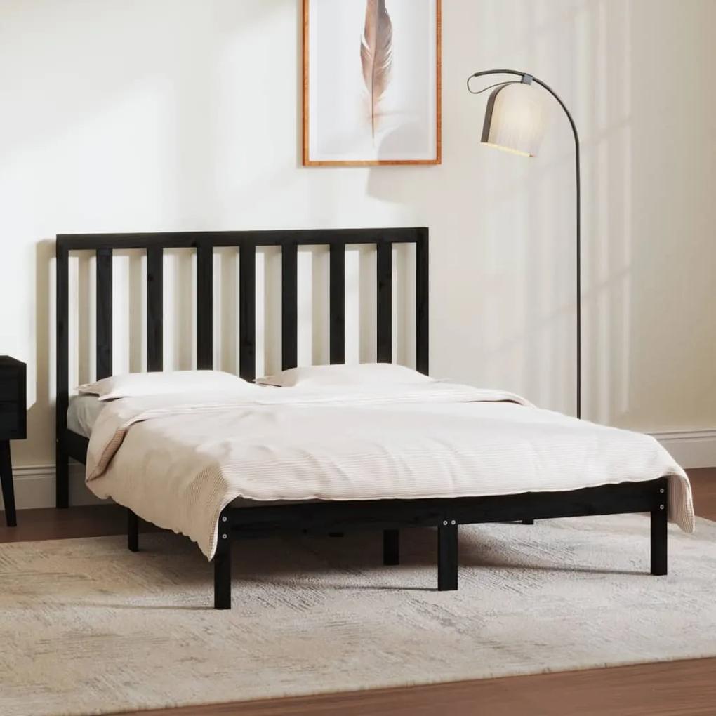 3106622 vidaXL Cadru de pat, negru, 140x190 cm, lemn masiv de pin