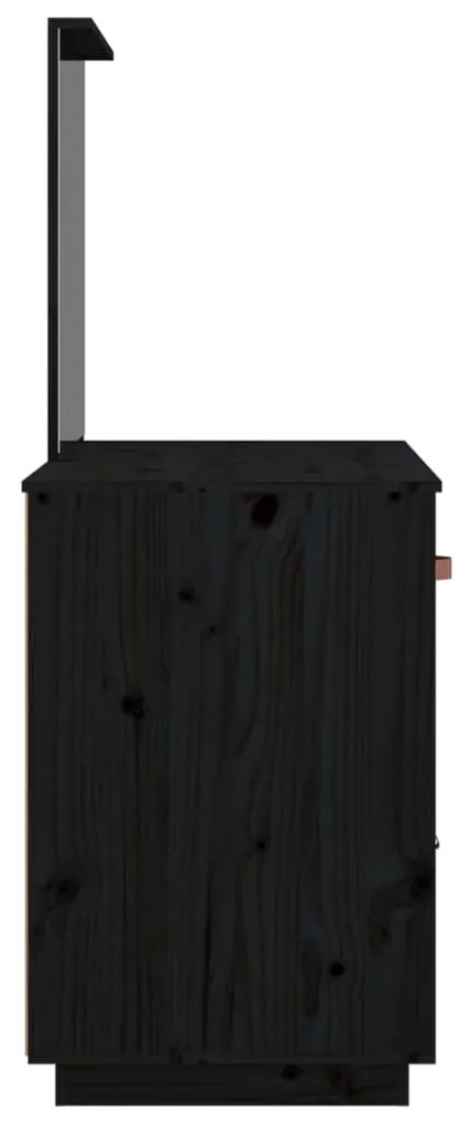 Masuta de toaleta, negru, 95x50x134 cm, lemn masiv de pin Negru