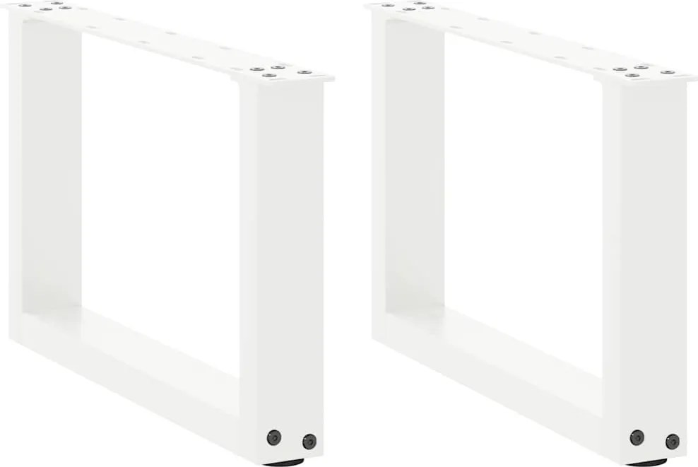 vidaXL Picioare pentru măsuță de cafea în formă de U, 2 buc., alb, 50x(30-31) cm, oțel