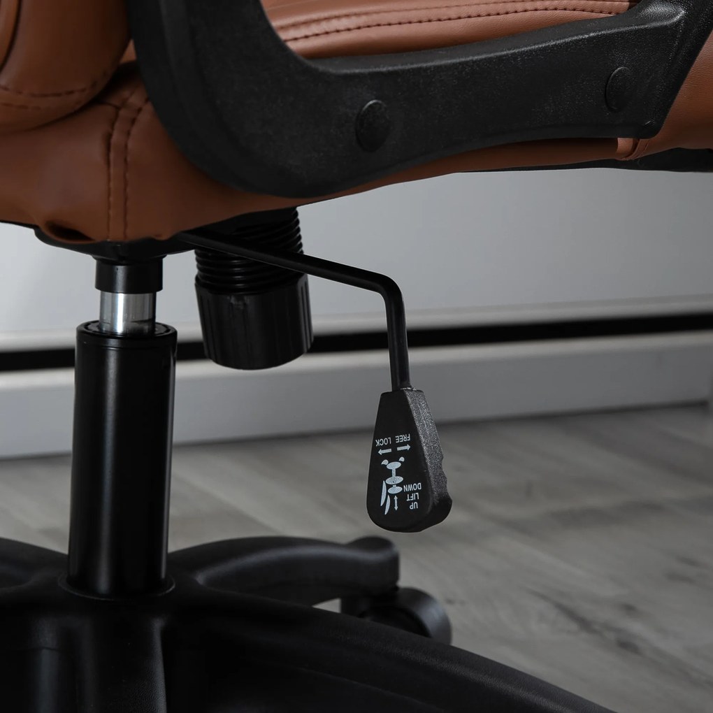 Vinsetto Scaun de birou ergonomic cu 2 Puncte pentru Masaj, Port USB, Piele Ecologică, Maro, 59x63x92-101cm | Aosom Romania