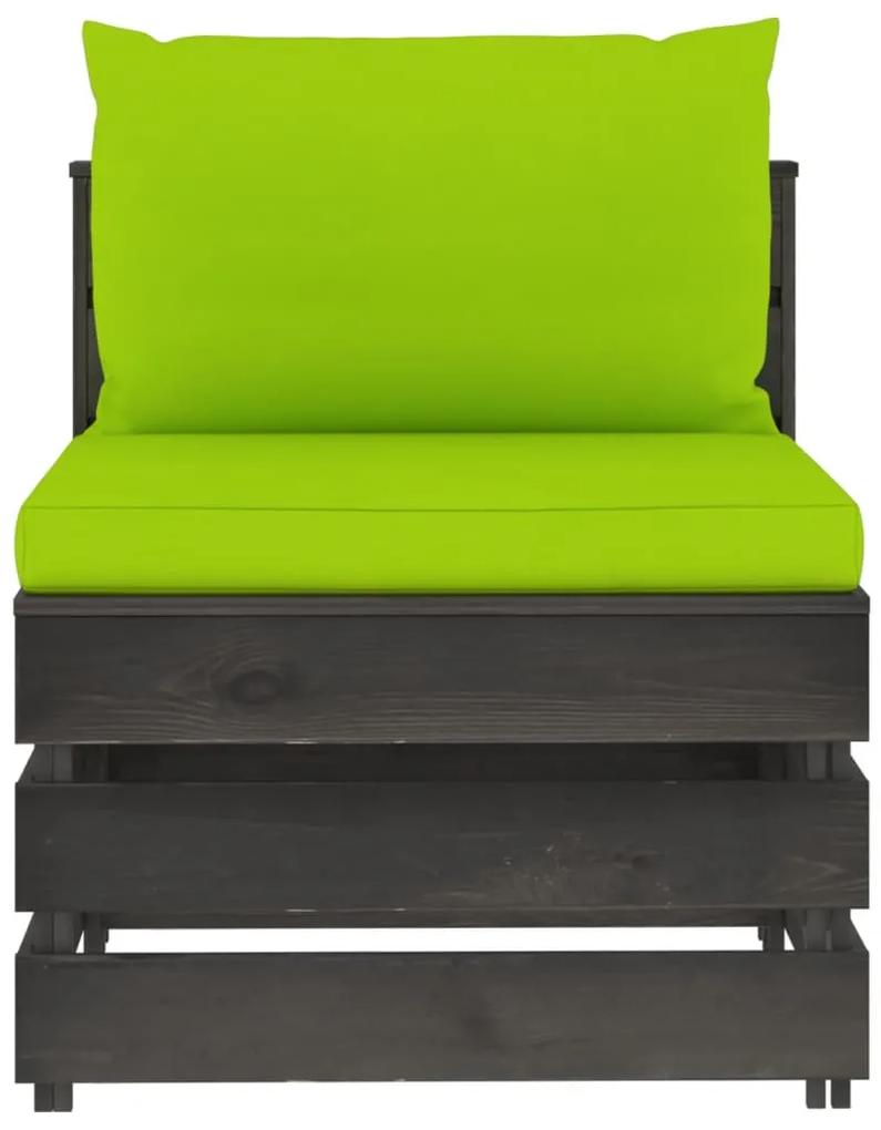 Set mobilier gradina cu perne, 7 piese, gri, lemn tratat bright green and grey, 7