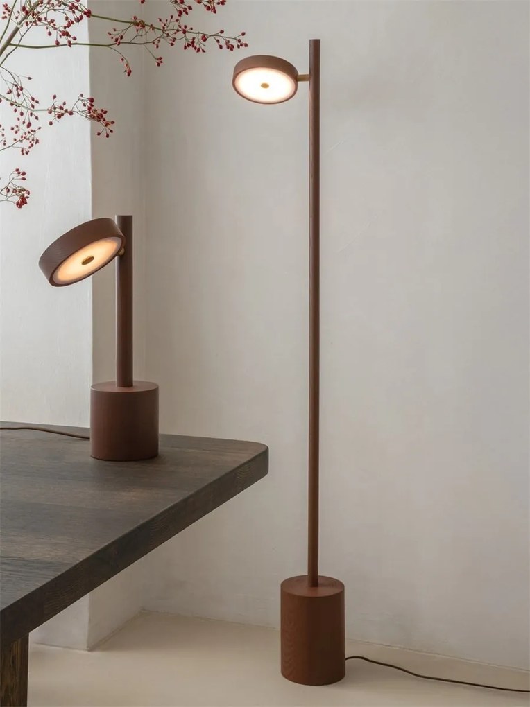 Lampadar LED din lemn de frasin maro Okinawa