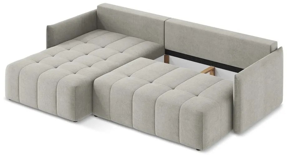 Colțar gri deschis extensibil/cu spațiu de depozitare (cu colț pe partea stângă/cu șezlong) Moku – Makamii