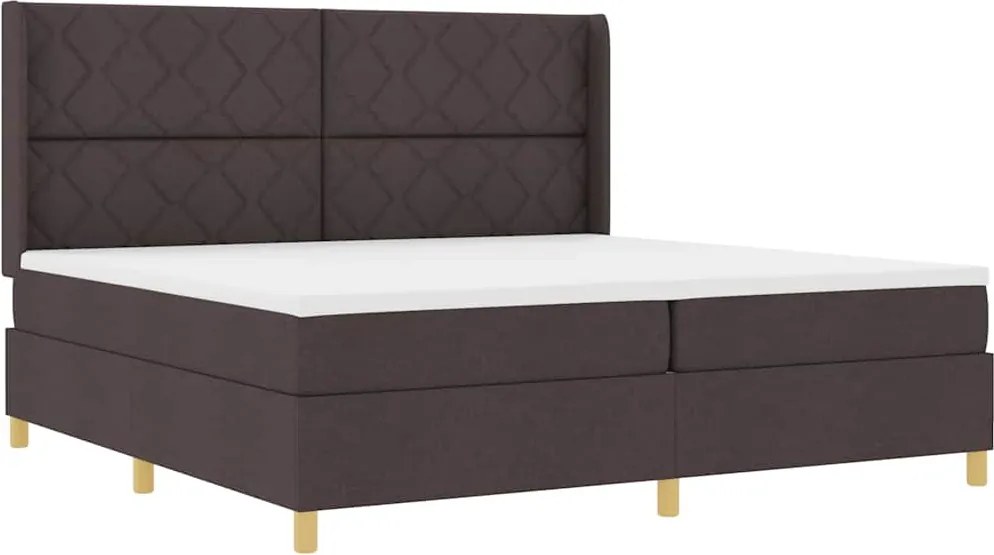 vidaXL Pat cu arcuri cu saltea cu led Maro 200 x 200 cm țesătură