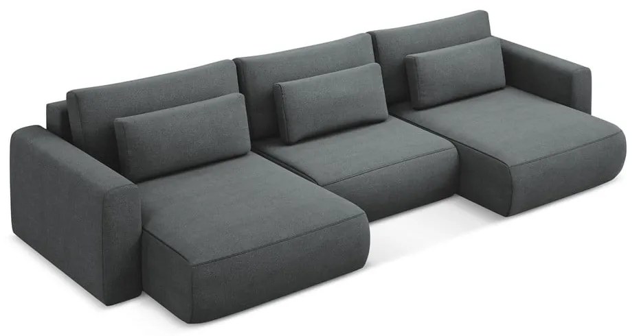 Colțar gri închis extensibil/cu spațiu de depozitare (în formă de "U") Kapua – Makamii