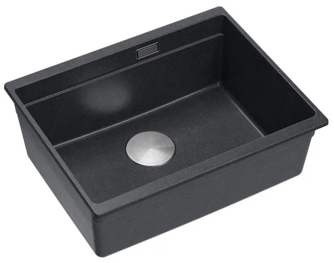 Chiuveta din granit Logan 100 negru metalic ventil crom