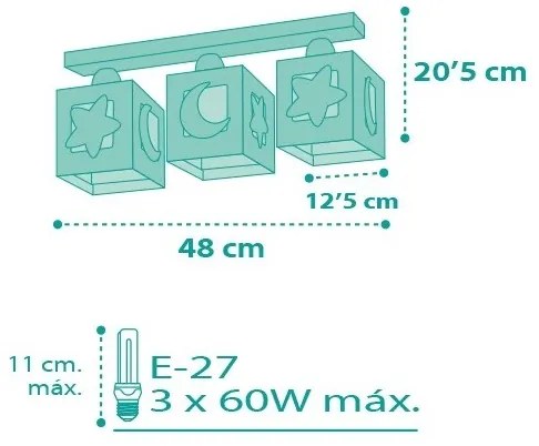 Dalber D-63233NH - Plafonieră copii MOONLIGHT 3xE27/60W/230V