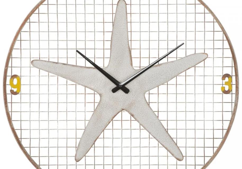 Ceas decorativ alb/maro antichizat din metal, ∅ 57 cm, Sea Star Mauro Ferretti