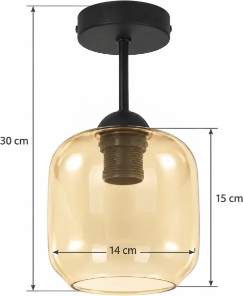 BRILAGI - LED lustră aplicată R GLASS 1xE27/60W/230V ø 14 cm negru/fumuriu-bej