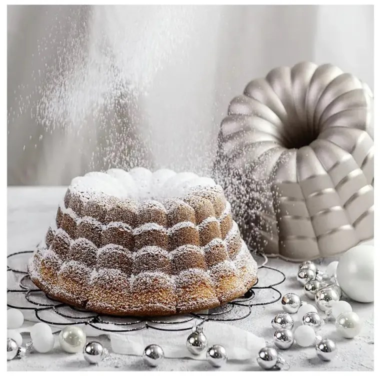Forma de chec Dr.Oetker Floral 2551, 24 cm, Rotunda, Aluminiu turnat, Argintiu