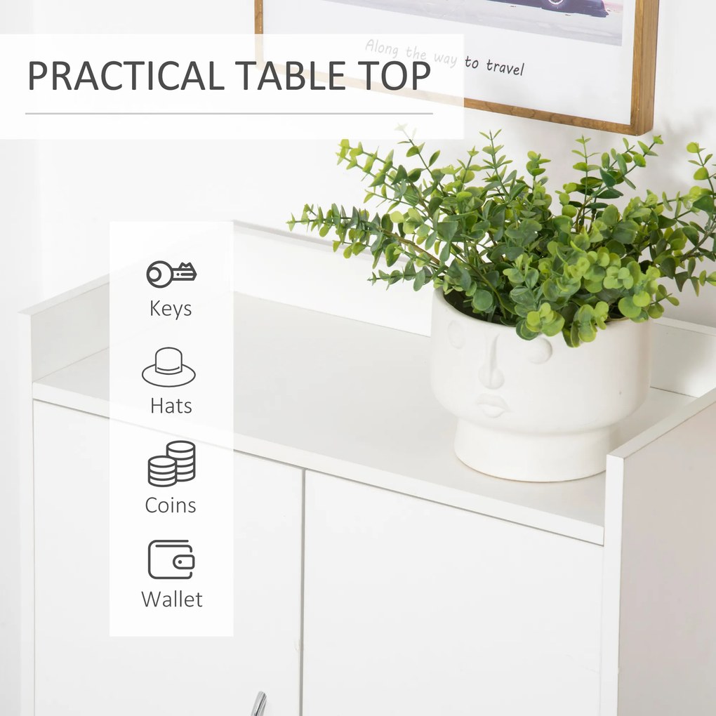 Dulap Pantofar Economie de spatiu din Lemn Alb cu Compartiment deschis, Dulap Pantofar Design pentru Intrare, 60x30x92cm HOMCOM | Aosom RO