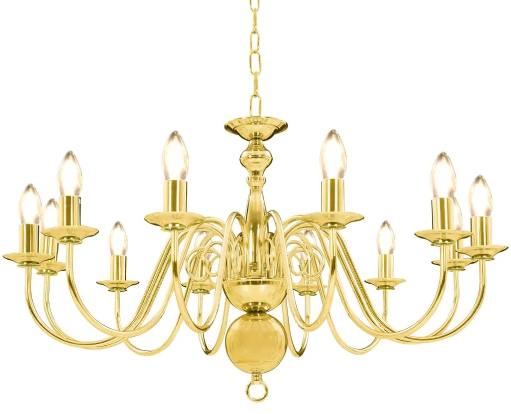 vidaXL Candelabru, auriu, 12 becuri E14
