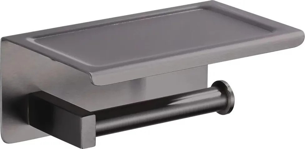 Suport hartie igienica Balneo Qube cu raft Gun Metal mat