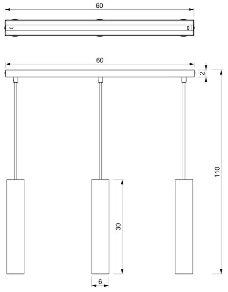 Lustră pe cablu RAITO 3xGU10/8W/230V alamă