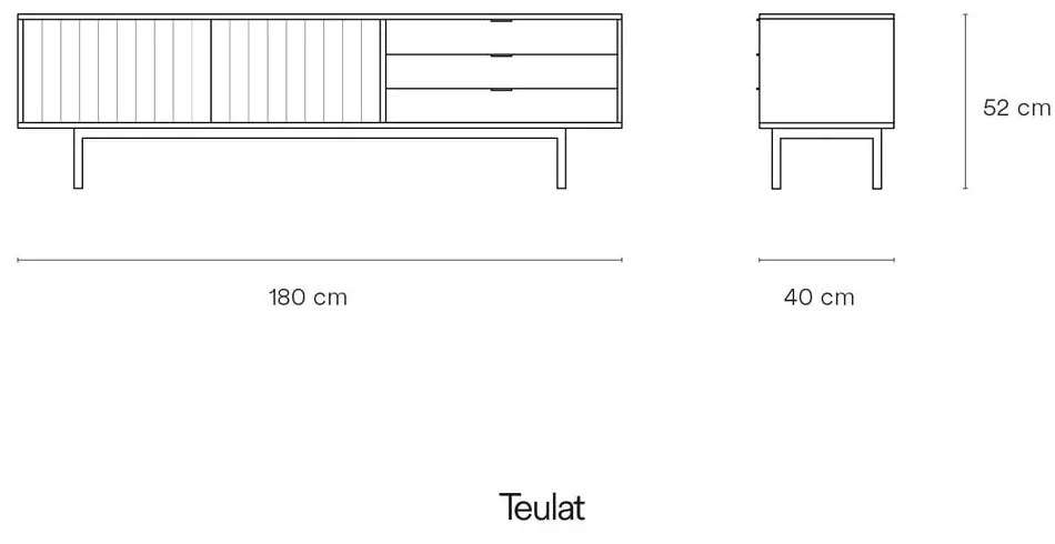 Comodă TV gri/în culoare naturală cu aspect de lemn de stejar 180x52 cm Sierra – Teulat