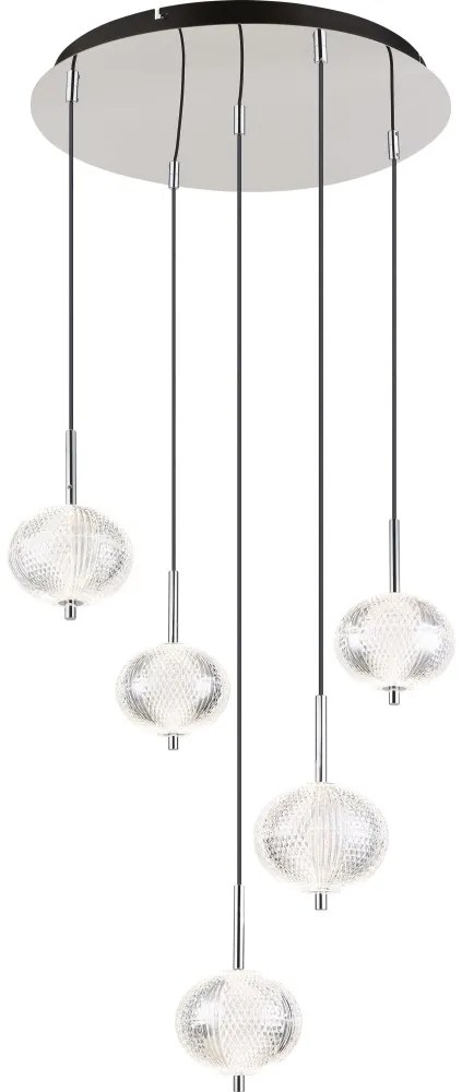 Lustră LED pe cablu Globo 16042-5HC AIDA 5xLED/6,6W/230V 3000K/4500K/6500K