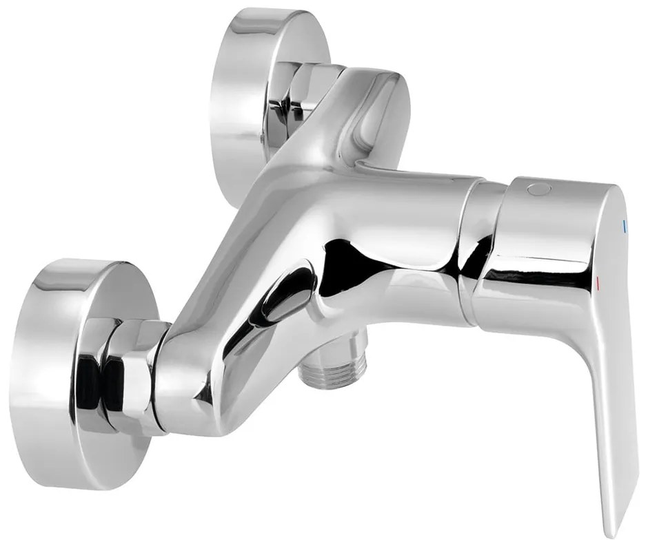 Baterie argintiu-lucios pentru duș cu montare pe perete (1 ieșire) Pax – Sapho