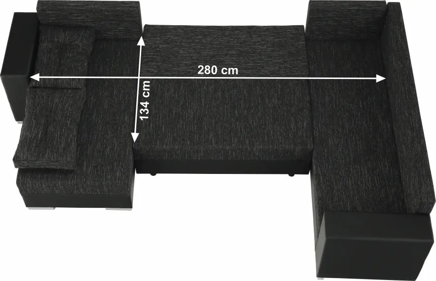 Colţar reversibil, negru/negru spicat, STILA