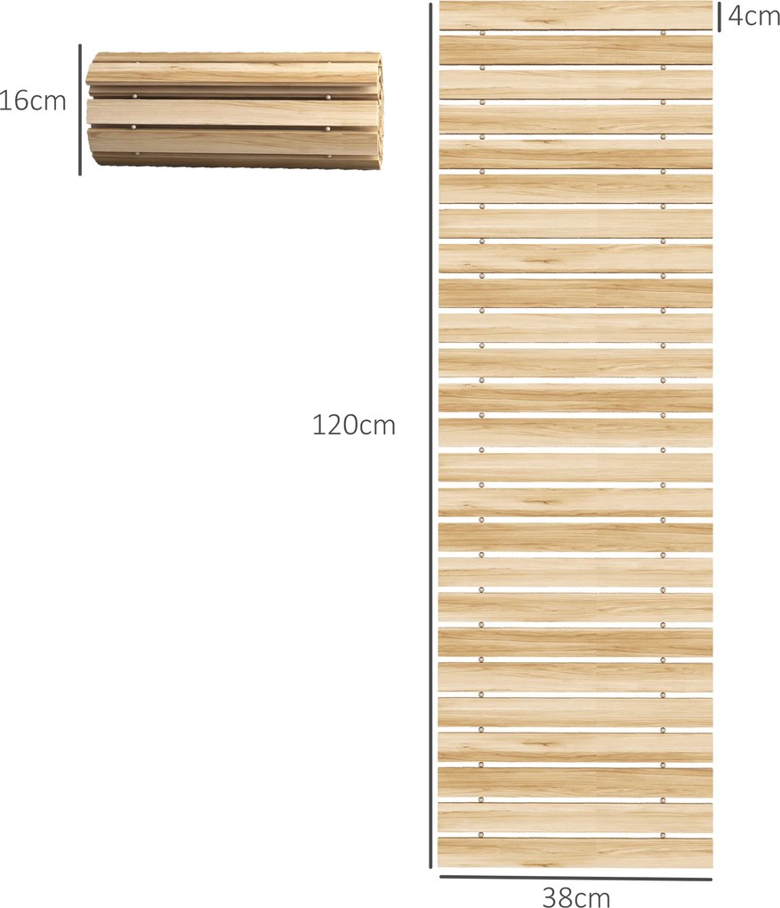 Outsunny Covor de Grădină din Lemn 120 x 38 cm | Cărare Arrotolabilă pentru Spații Exterioare | Covor Decorativ și Rezistent pentru Grădină, Plajă, Nunți sau Petreceri | Aosom Romania