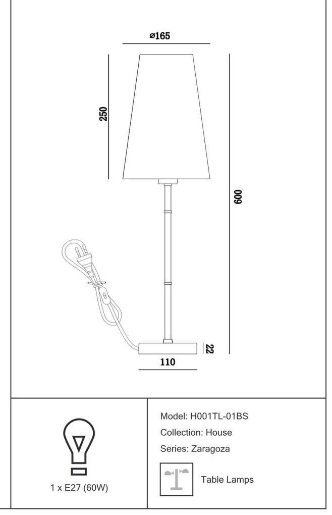 Veioza / Lampa de masa stil clasic Zaragoza MYH001TL-01BS