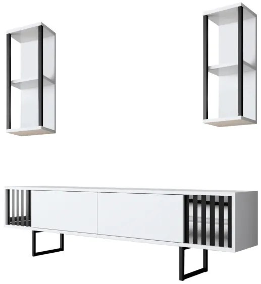 Set de mobilier pentru living Chrome, Alb- Negru