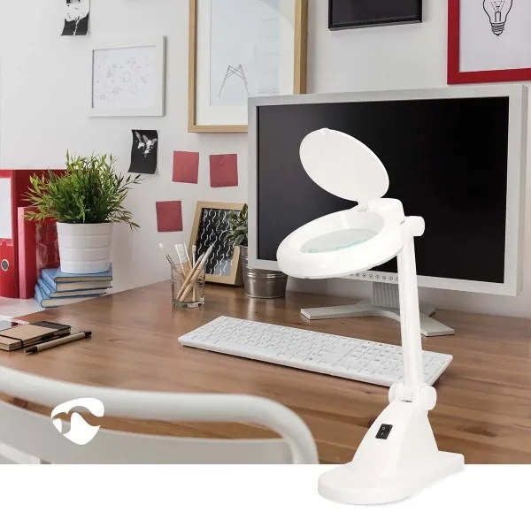 Nedis MAGLE1WT - Lampă LED de birou cu lupă, 6W/230V, alb